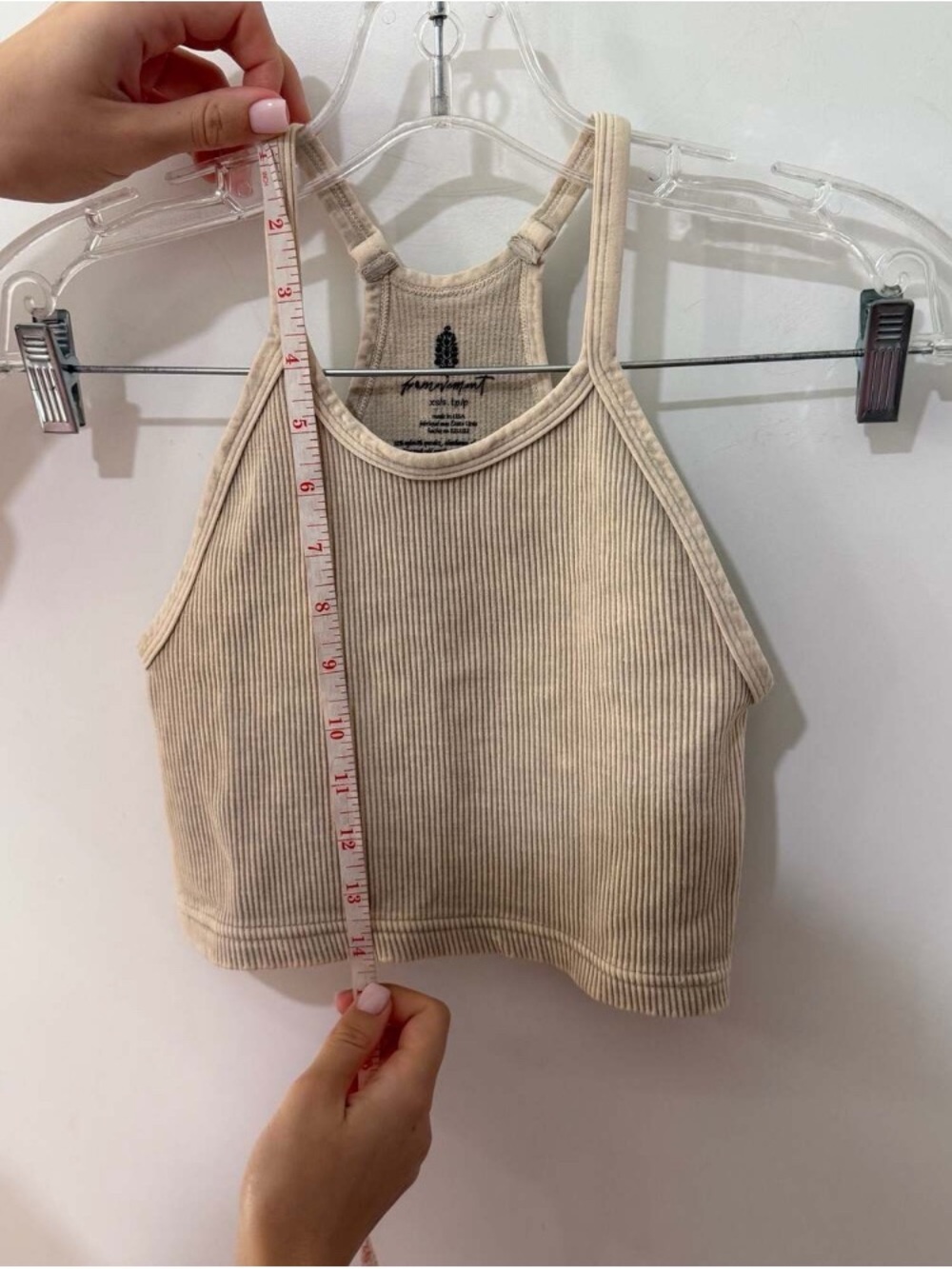 Ribbed Halter Crop Top - Neutral Cream - Picture 2 of 3